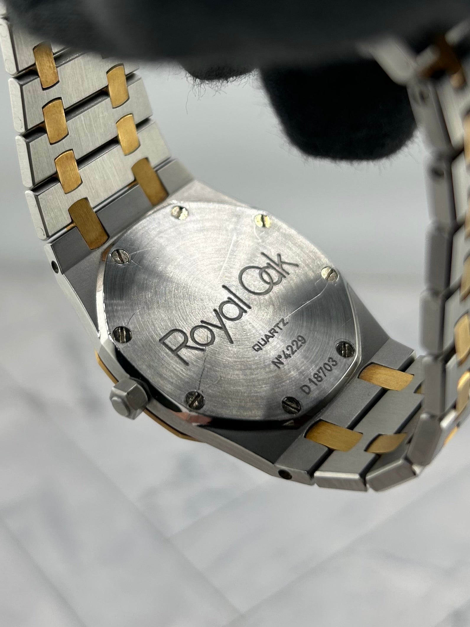 Audemars Piguet Royal Oak Champagne Diamond Tapisserie Dial on 2 Tone Bracelet Ref. 56303SA — view 7