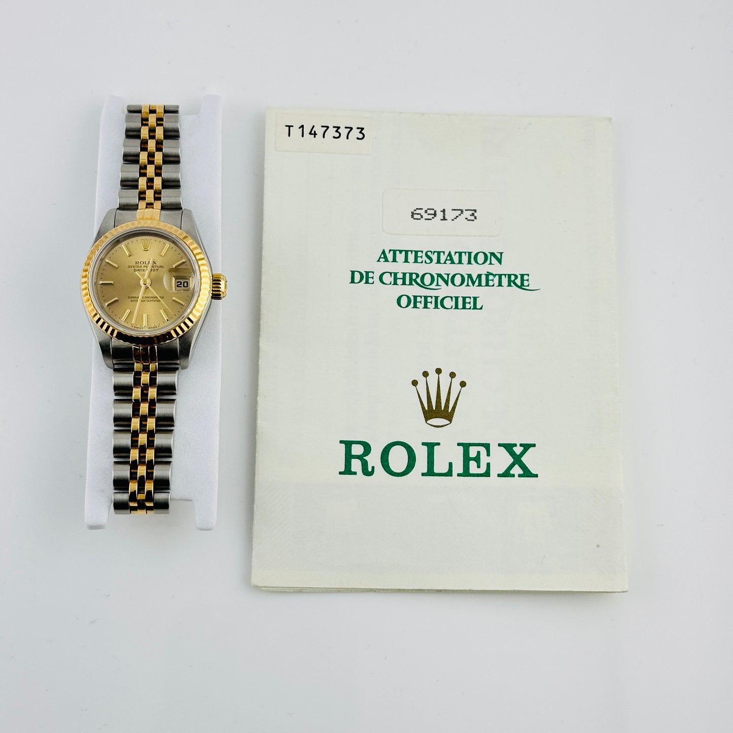 Rolex Datejust Lady Champagne Stick Dial on D Link Jubilee Ref. 69173 Papers 1996 — view 7