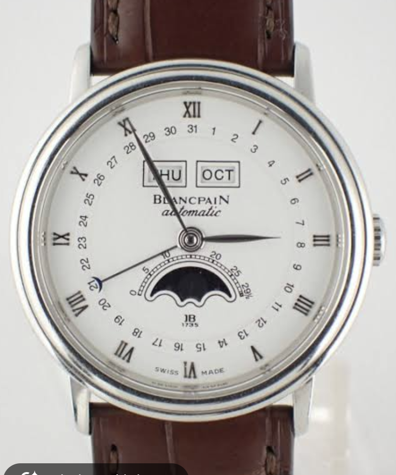 Blancpain Villeret Triple Calender White Roman Numerals Dial on Leather Strap / Ss Buckle Ref. B6553.1127A.55 Complete 2004
