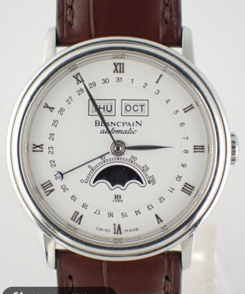 Blancpain Villeret Triple Calender White Roman Numerals Dial on Leather Strap / Ss Buckle Ref. B6553.1127A.55 Complete 2004