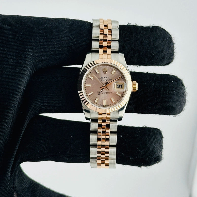 Rolex Datejust Lady Pink Stick Dial on D Link Jubilee Ref 179171 with Card Old Green 2015