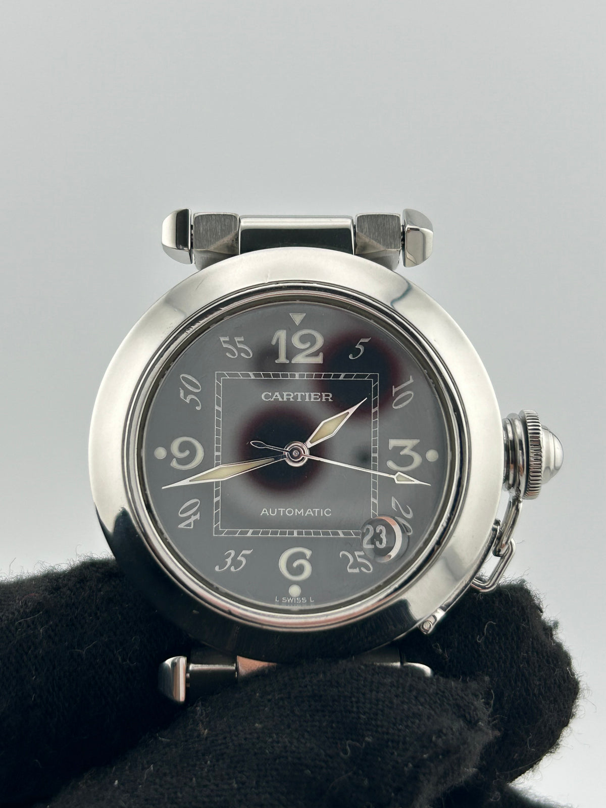 Cartier Pasha C Black Dial on Stainless Steel Bracelet Ref. W31043M7 — view 3