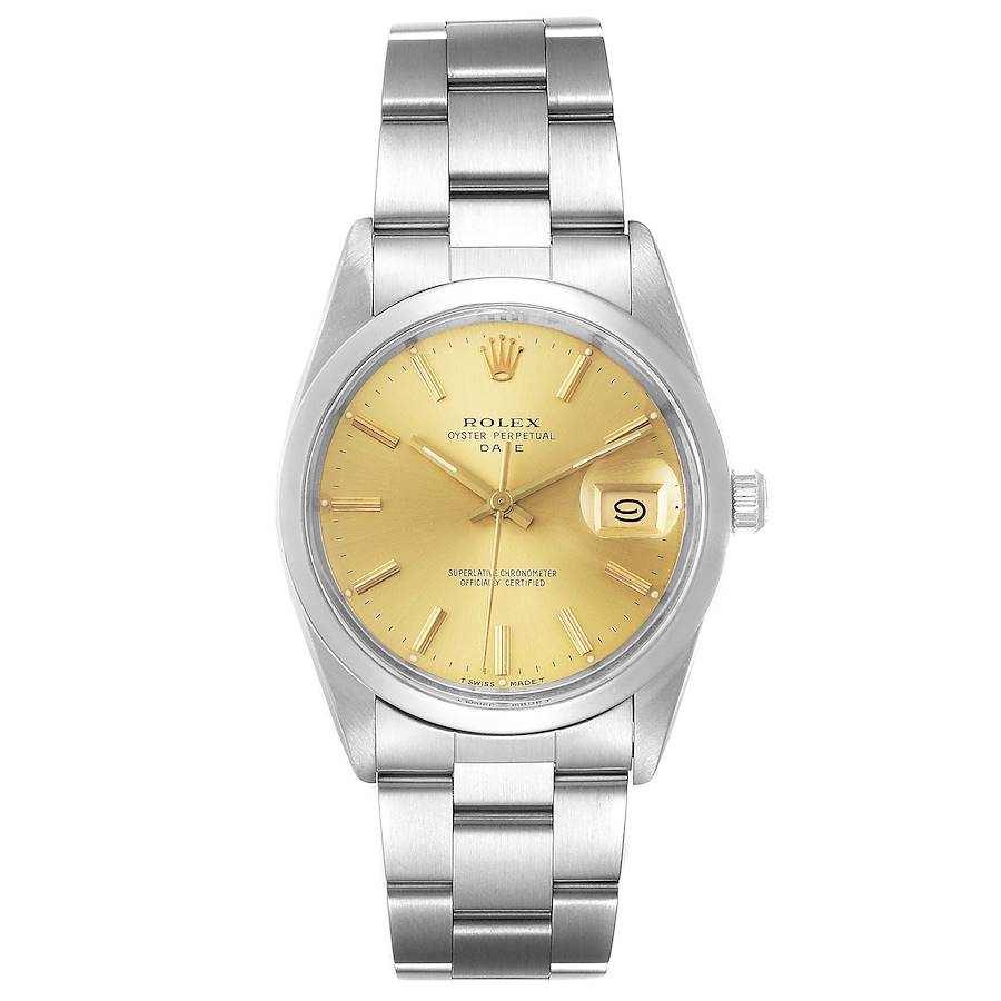 Rolex Oyster Perpetual Date Champagne Dial on Oyster Bracelet Ref. 15000 Papers 1988