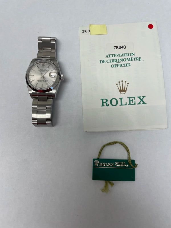 Rolex Datejust Silver Dial on Oyster Ref 78240 with Papers 2001