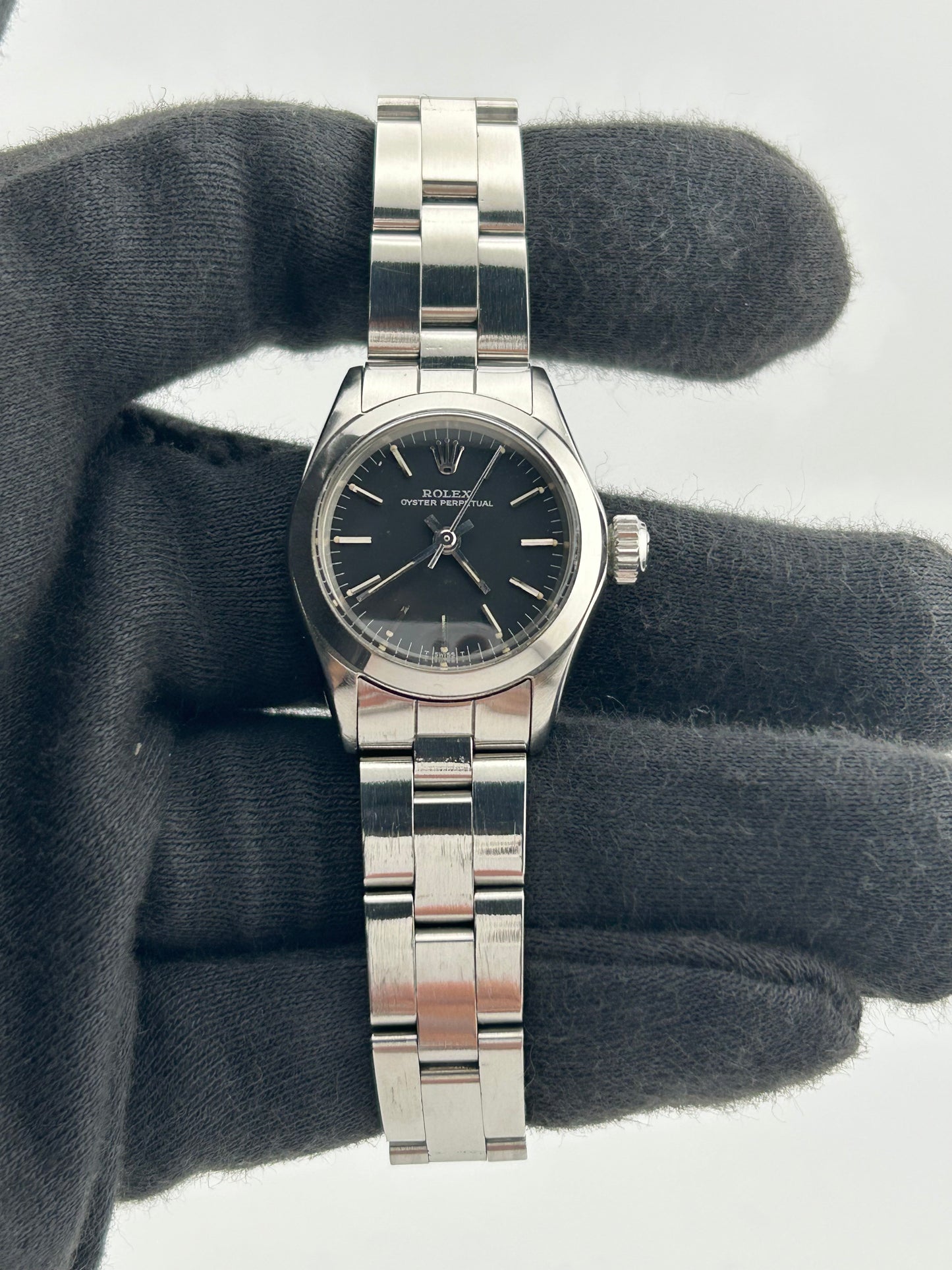 Rolex Oyster Perpetual Lady Black Stick Dial on Oyster Steel Bracelet Ref. 6618 1968