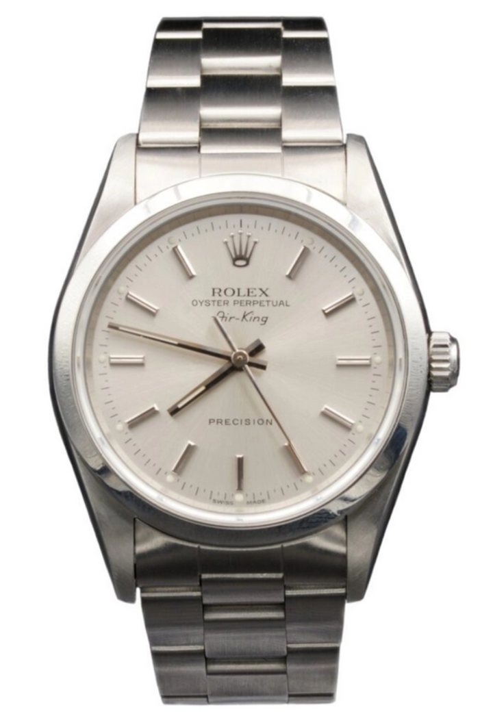 Rolex Air-King Silver Stick Dial on Oyster Bracelet Ref. 14000 1990