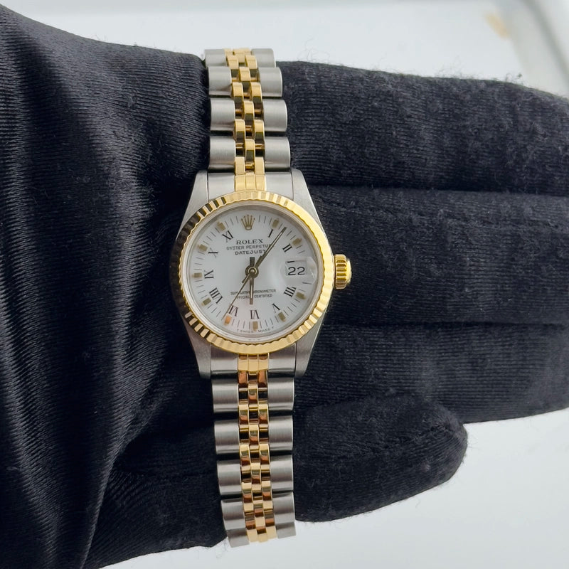 Rolex Datejust White Roman Dial on Jubilee Ref 69173 with Papers 1986