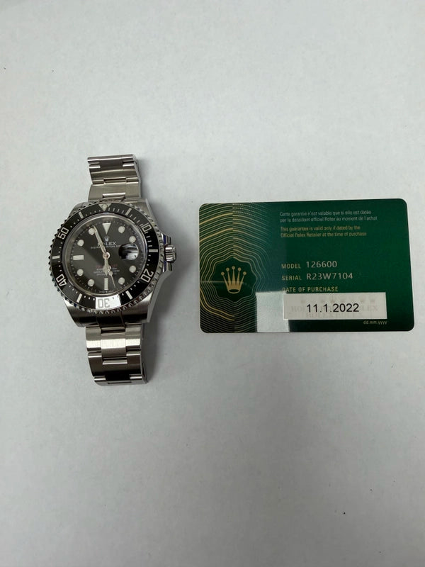 Rolex Sea-Dweller Black Dial on Oyster Ref 126600 with New Style Card Green 2022