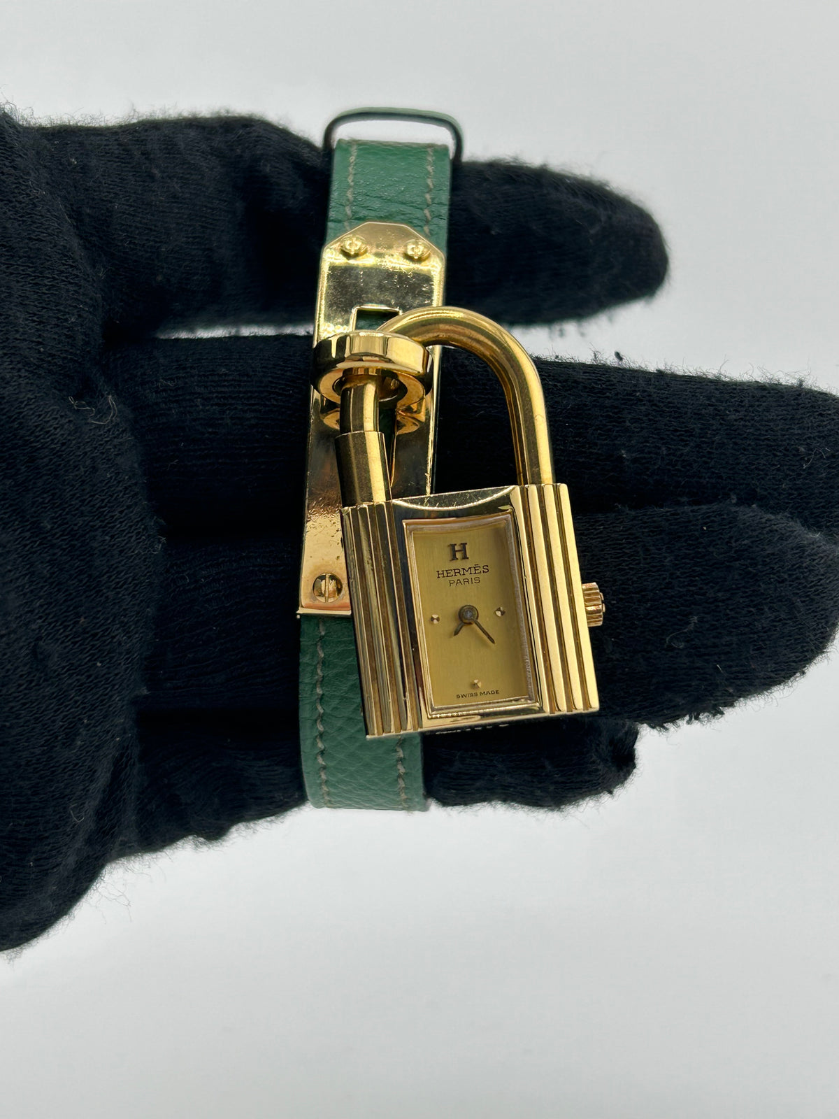 Hermes Kelly Gold Dial on Green Leather Strap Ref. KE1.201.170