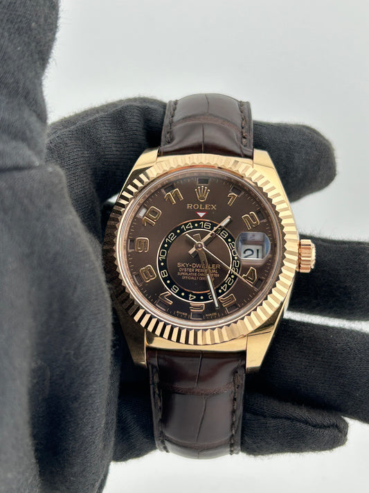 Rolex Sky-Dweller Chocolate Arabic Numerals Dial on Brown Alligator Leather Strap Ref. 326135 Card 2017 — view 2