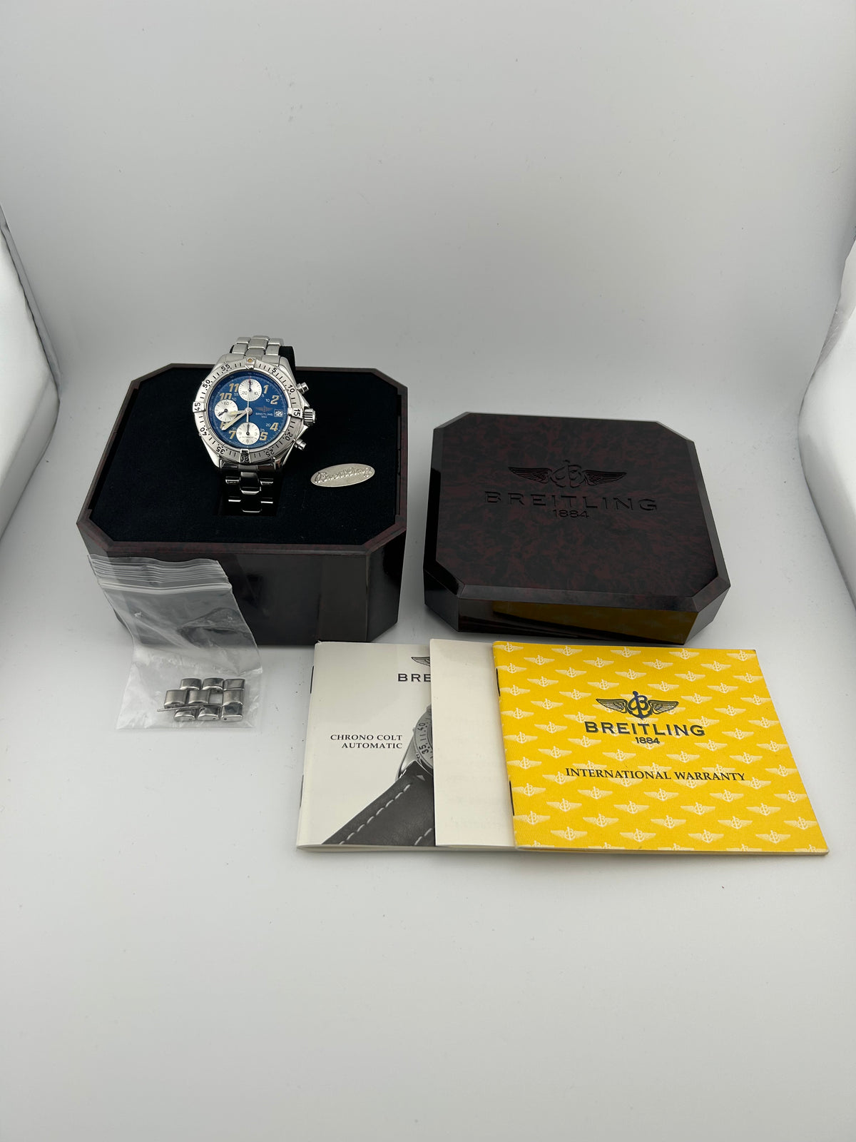 Breitling Colt Chronograph Blue Dial on Stainless Steel Bracelet Ref. A13035/A133C90PFA Complete 1998 — view 7