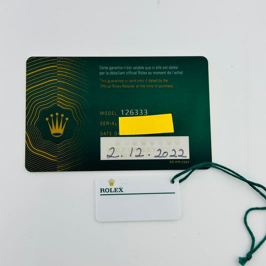 Rolex Datejust 41 Silver Index Dial on Jubilee Ref. 126333 Card 2022 — view 2