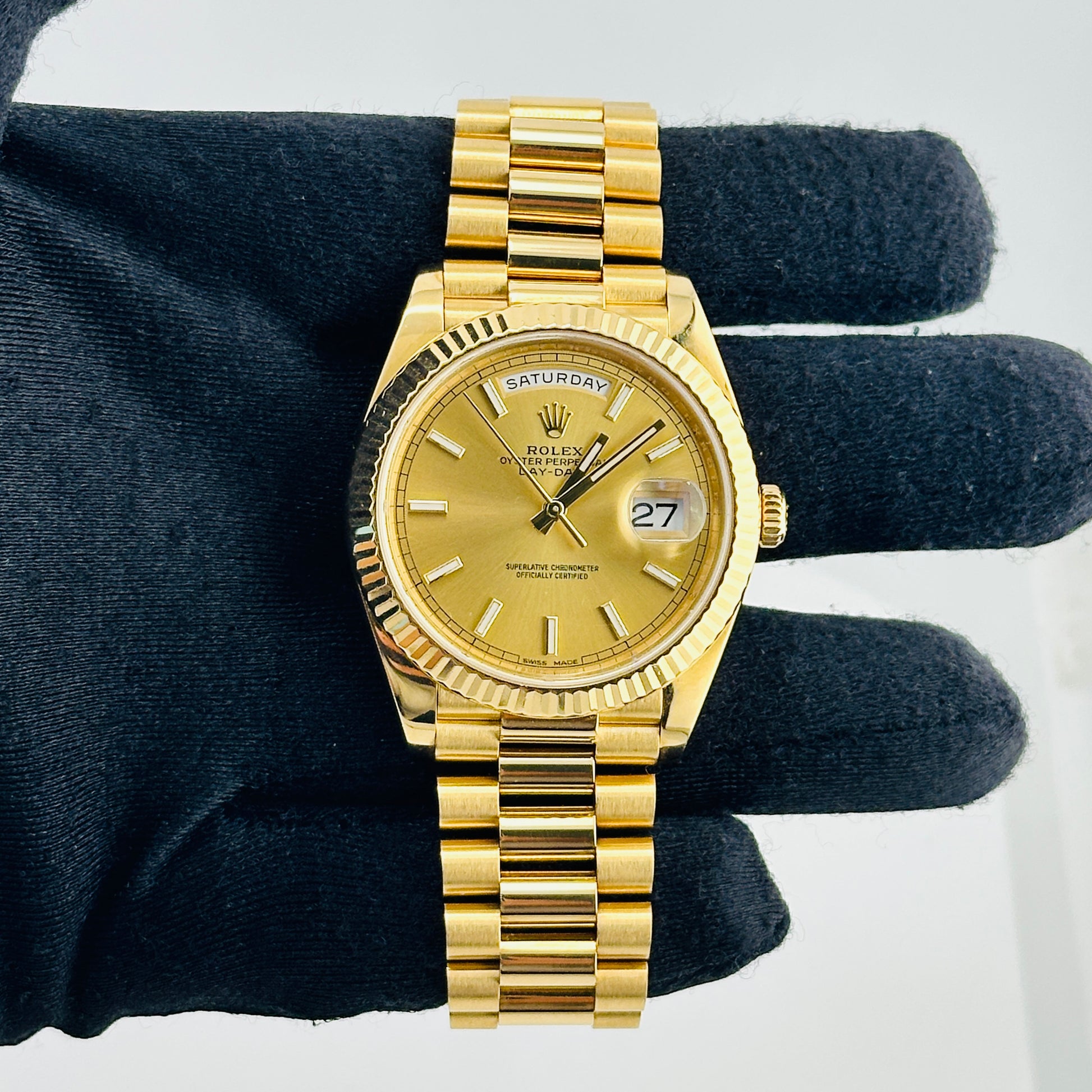 Rolex Day-Date 40 Champagne Index Dial on President Ref. 228238 Card 2018 — view 2