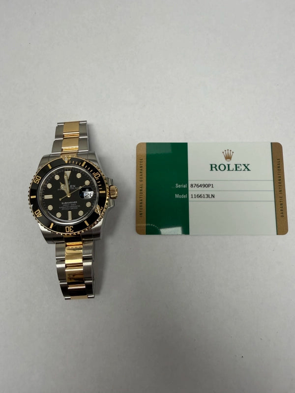 Rolex Submariner Black Dial on Oyster Ref 116613LN with New Style Card White 2017