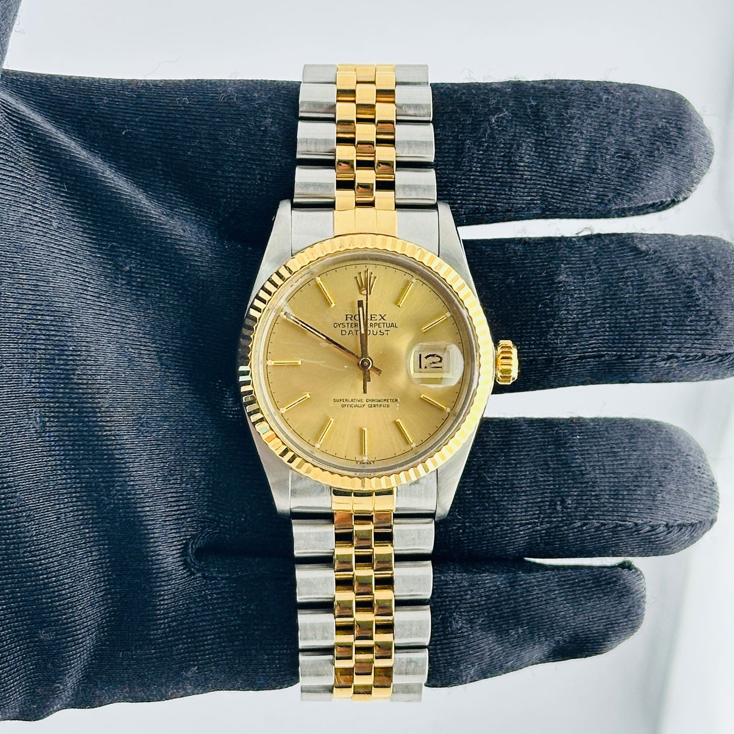 Rolex Datejust Champagne Stick Dial on D Link Jubilee Bracelet Ref. 16013 1987 — view 2
