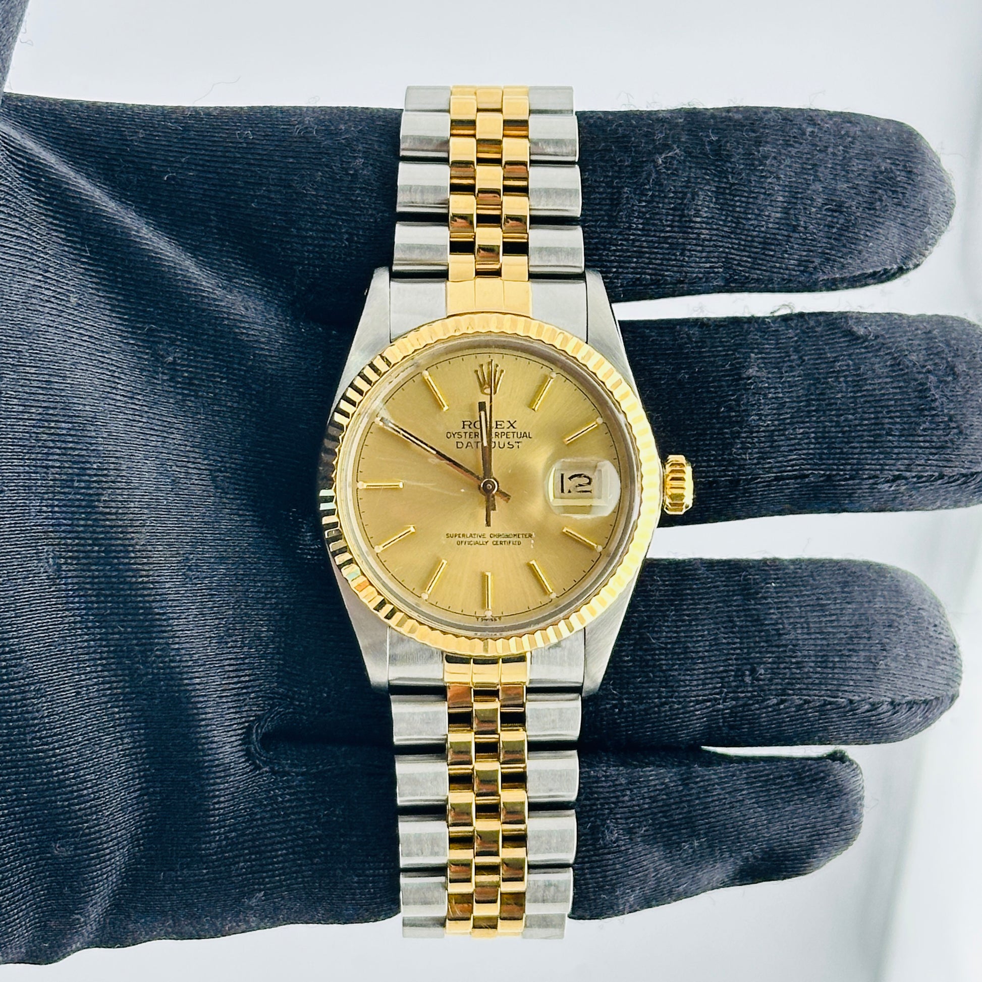 Rolex Datejust Champagne Stick Dial on D Link Jubilee Bracelet Ref. 16013 1987 — view 2