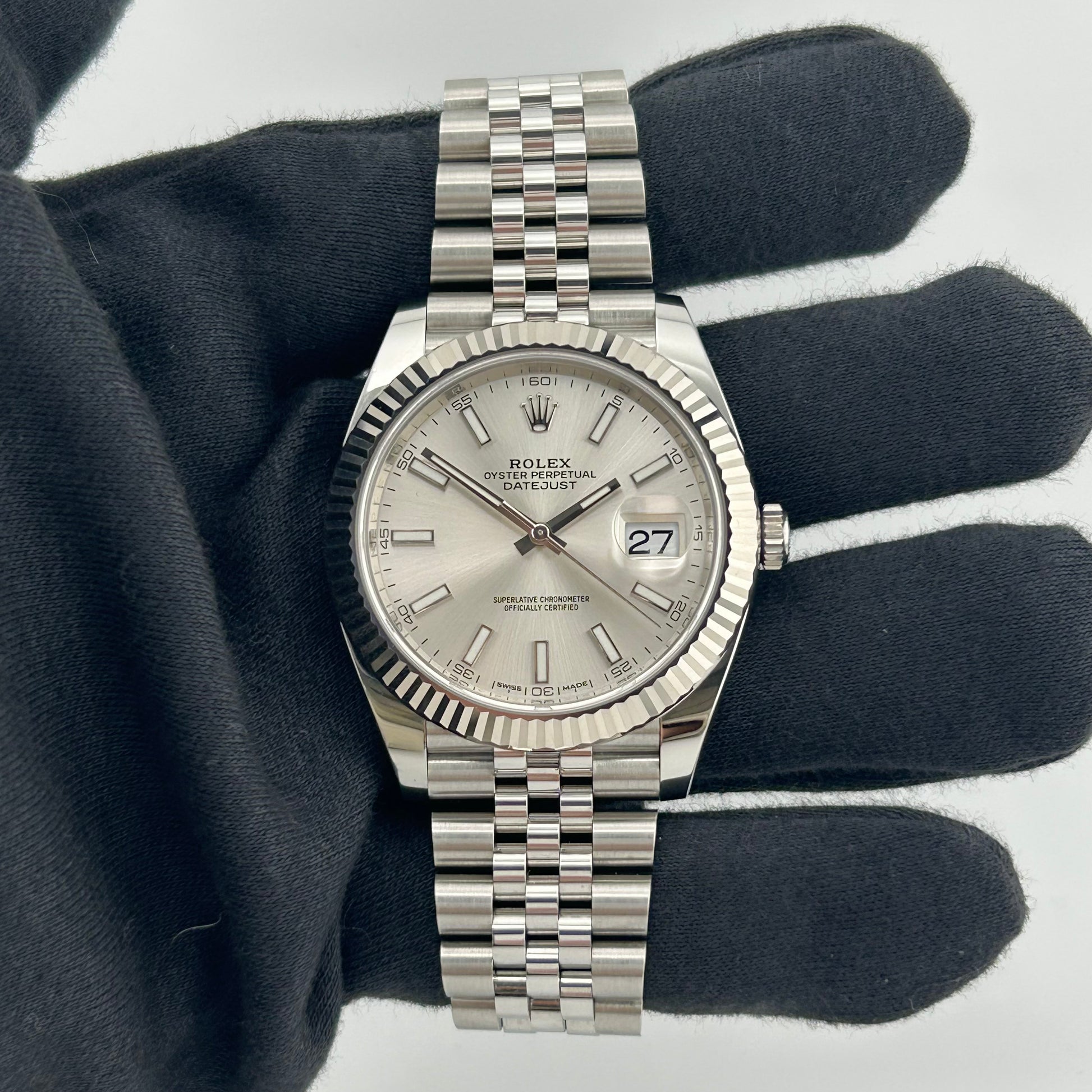 Rolex Datejust Silver Index Dial on D Link Jubilee Bracelet Ref. 126334 Card 2017 — view 2