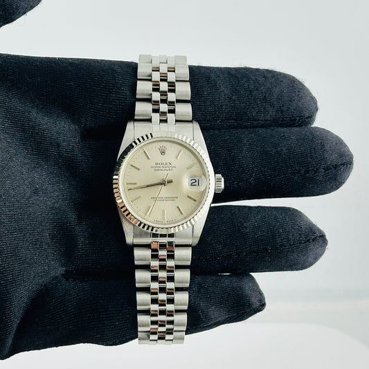 Rolex Datejust Silver Stick Dial on D Link Jubilee Ref. 68274 Papers 1992 — view 2