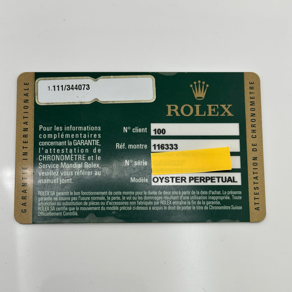 Rolex Datejust II Ivory Index Dial on Oyster Bracelet Ref. 116333 Card 2012 — view 7