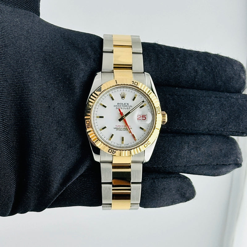 Rolex Datejust Turn-o-Graph White Dial on Oyster Ref 116263 with Papers 2004