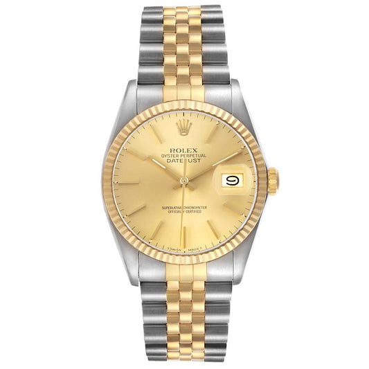 Rolex Datejust Champagne Stick Dial on D Link Jubilee Bracelet Ref. 16013 1986