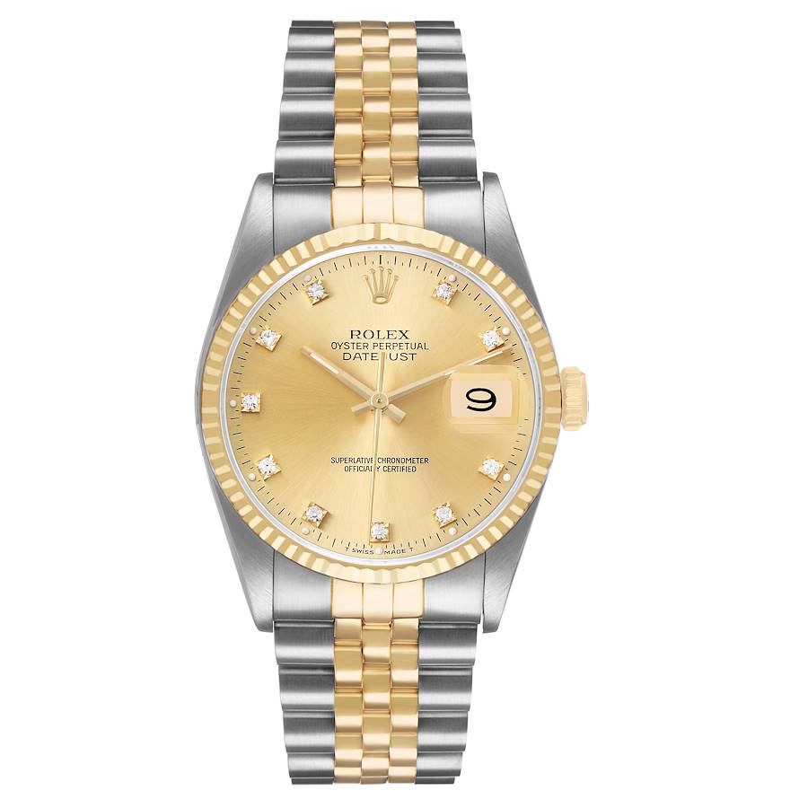 Rolex Datejust Champagne Diamond Dial on D Link Jubilee Ref. 16233 Papers 1993