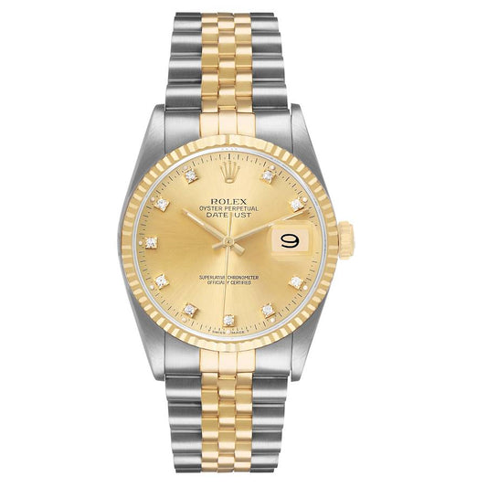 Rolex Datejust Champagne Diamond Dial on D Link Jubilee Ref. 16233 Papers 1993