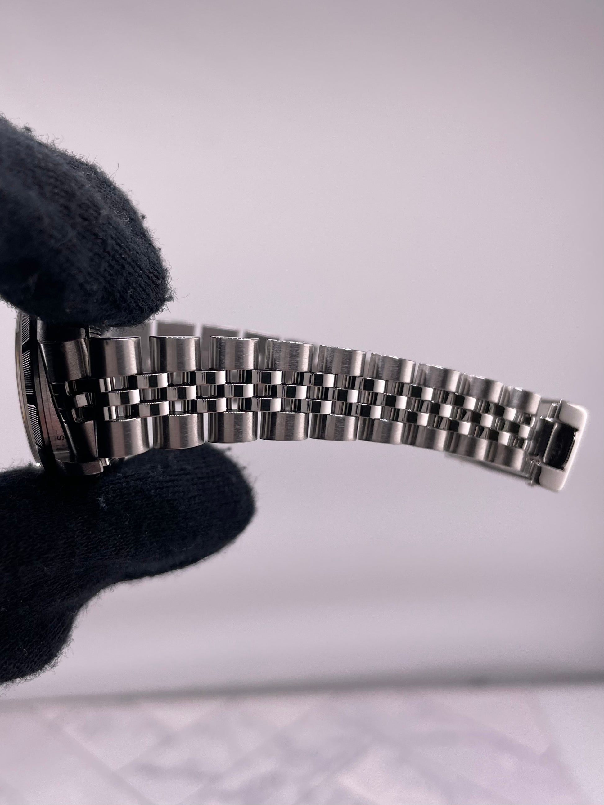 Rolex Oyster Perpetual Date Silver Stick Dial on Jubilee Ref. 79190 Papers Open Date — view 5