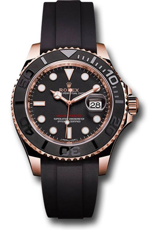 Rolex Yacht-Master 37 Matt Black Dial on Oysterflex Ref 268655 with New Style Card White 2018
