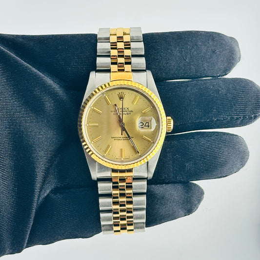 Rolex Datejust Champagne Stick Dial on D Link Jubilee Ref. 16233 1989 — view 2