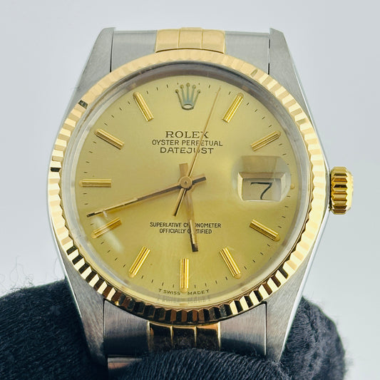 Rolex Datejust Champagne Stick Dial on D Link Jubilee Bracelet Ref. 16013 1986 — view 2