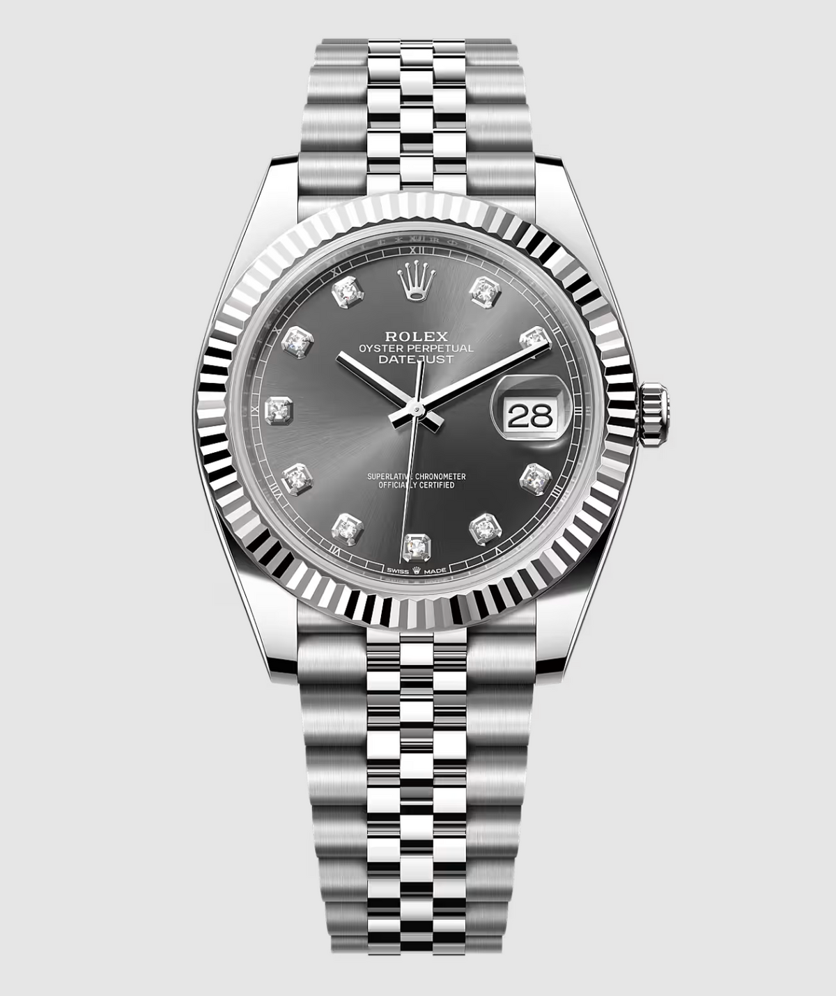 Rolex Datejust Dark Rhodium Diamond Dial on D Link Jubilee Bracelet Ref. 126334 Card 2024