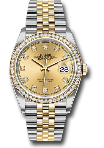 Rolex Datejust 36 Champagne Diamond Dial on Jubilee Ref. 126283RBR Card 2019