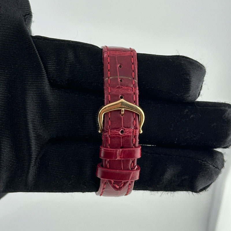 Cartier Cle Silver Roman Dial on Maroon Leather Ref 3947/WGCL0010 with Papers 2016