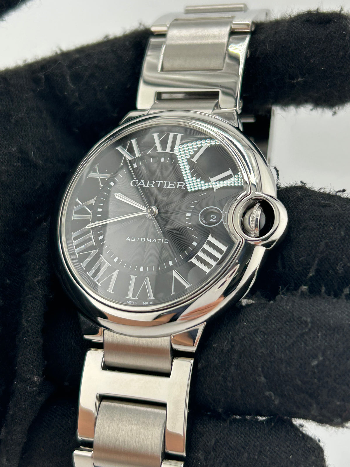 Cartier Ballon Bleu Black Roman Numerals Dial on Stainless Steel Bracelet Ref. W6920042 Manuals Only — view 3