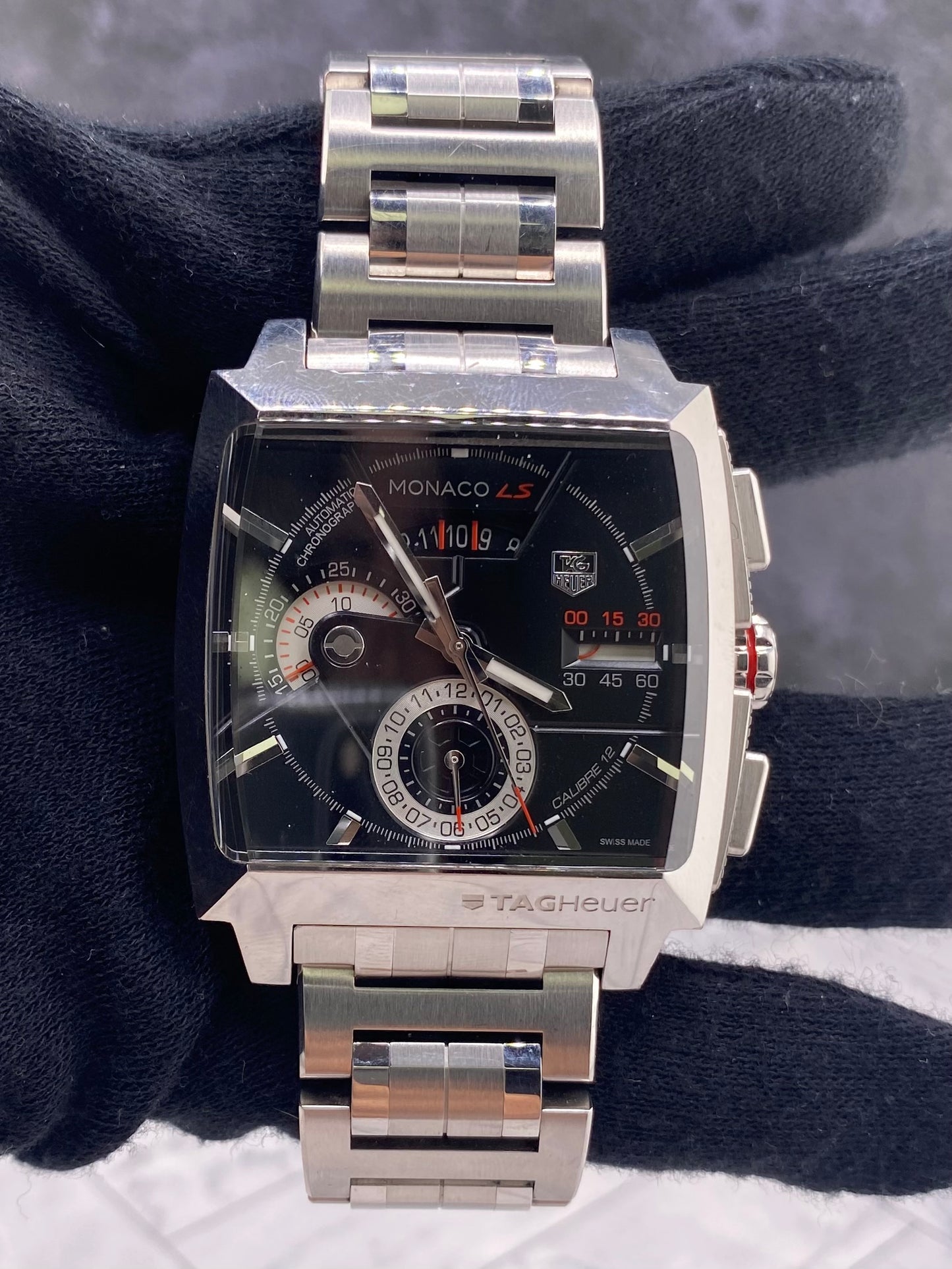 Tag Heuer Monaco LS Black Dial on Stainless Steel Bracelet Ref. CAL2110.BA0781