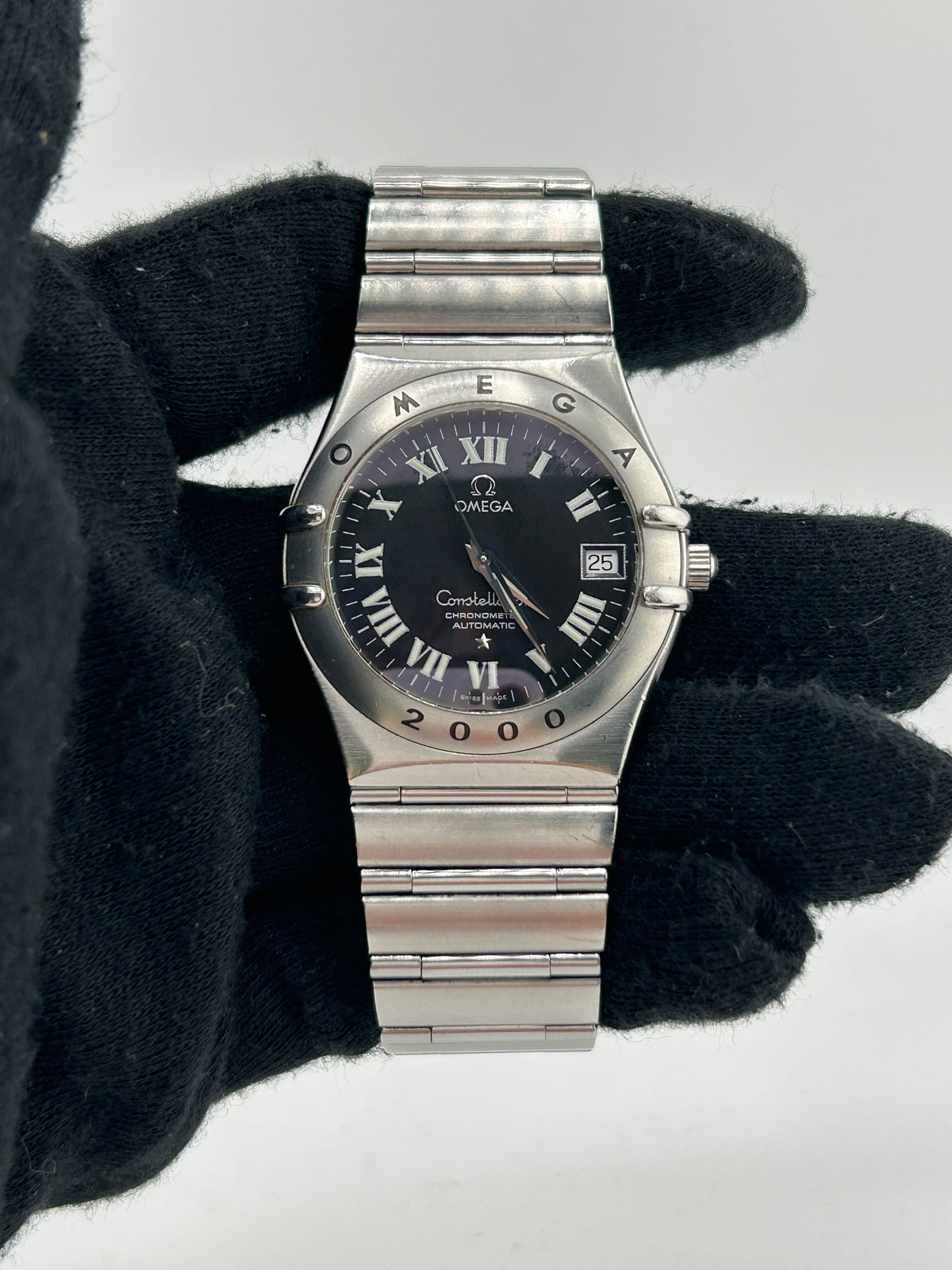 Omega Constellation Millenium 2000 Black Roman Numerals Dial on Stainless Steel Bracelet Ref. 1504.50