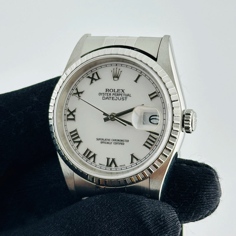Rolex Datejust White Roman Dial on D Link Jubilee Ref 16220
