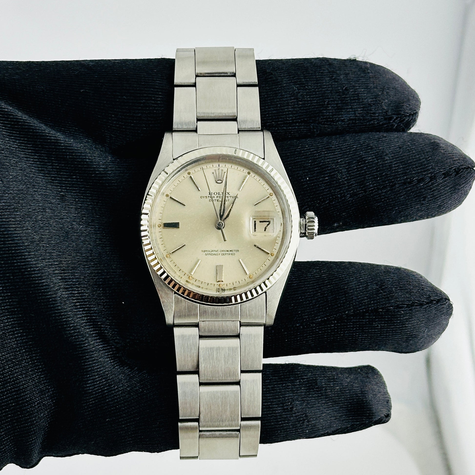 Rolex Datejust Silver Stick / Has Spots Dial on Folded Oyster Ref. 1601 1963