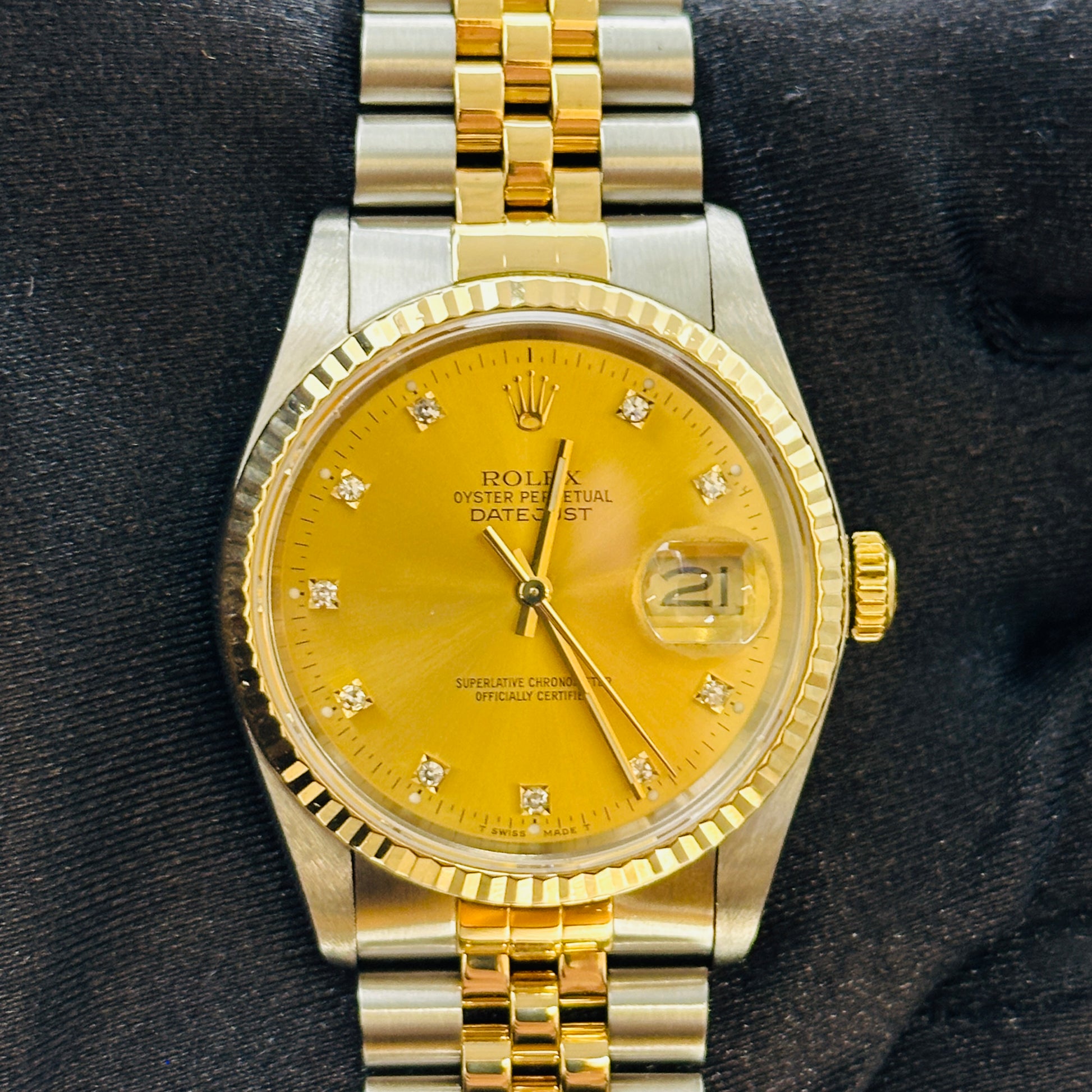 Rolex Datejust Champagne Diamond Factory Dial on D Link Jubilee Ref. 16233 1991 — view 3