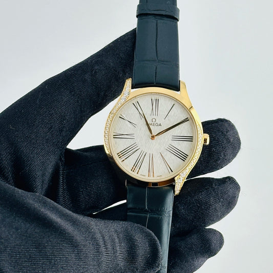 Omega De Ville White Dial on Leather Strap Ref 428.58.39.60.02.001 with Card