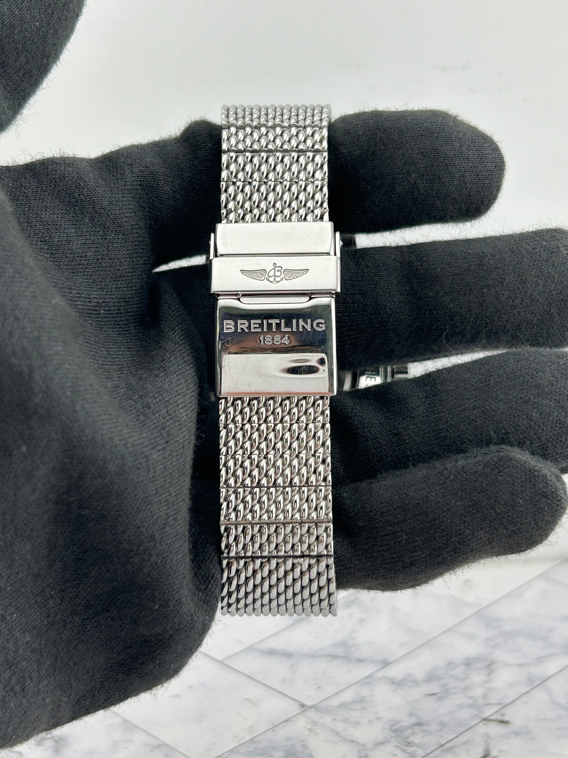Breitling Transocean Black Dial on Woven Steel Ref. AB0152 Papers 2012 — view 3