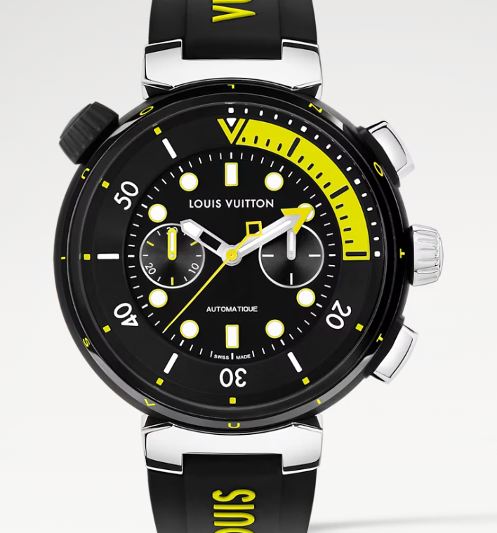 Louis Vuitton Tambour Street Diver Black Dial on Black Rubber Band Ref. QA167