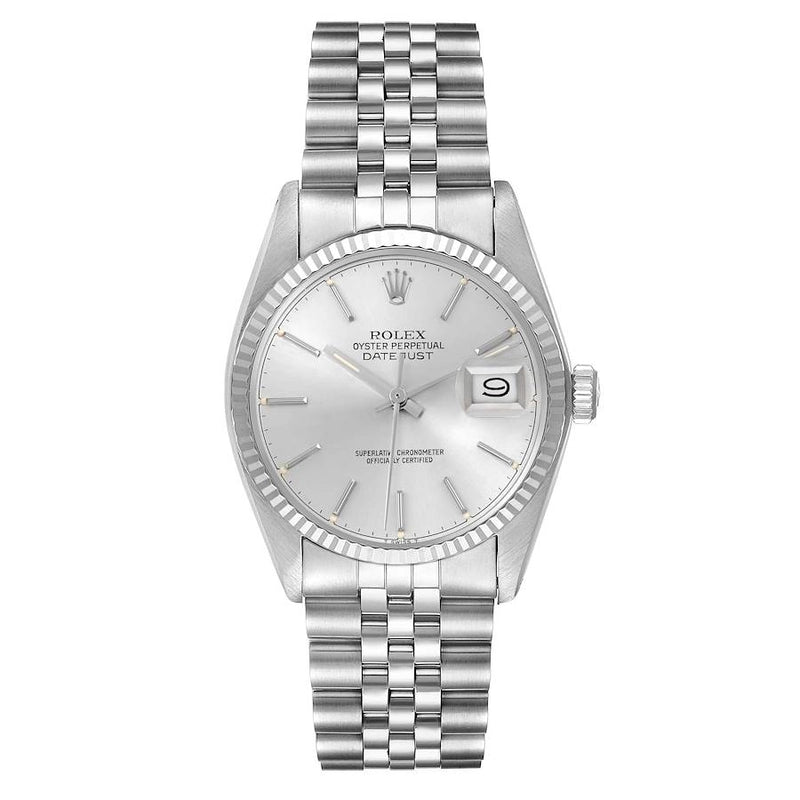 Rolex Datejust Silver Stick Dial on D Link Jubilee Ref 16014