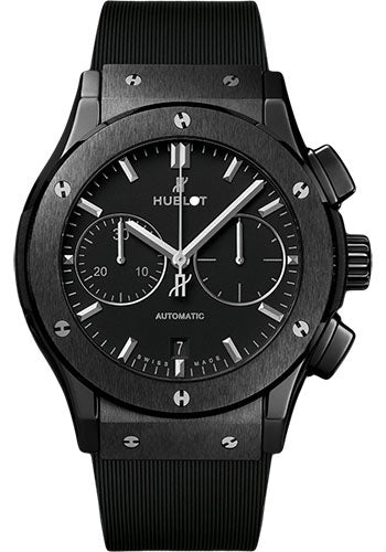 Hublot Classic Fusion Black Magic Black Dial on Rubber Fold Clasp Ref. 521.CM.1171.RX Manuals Only and Box