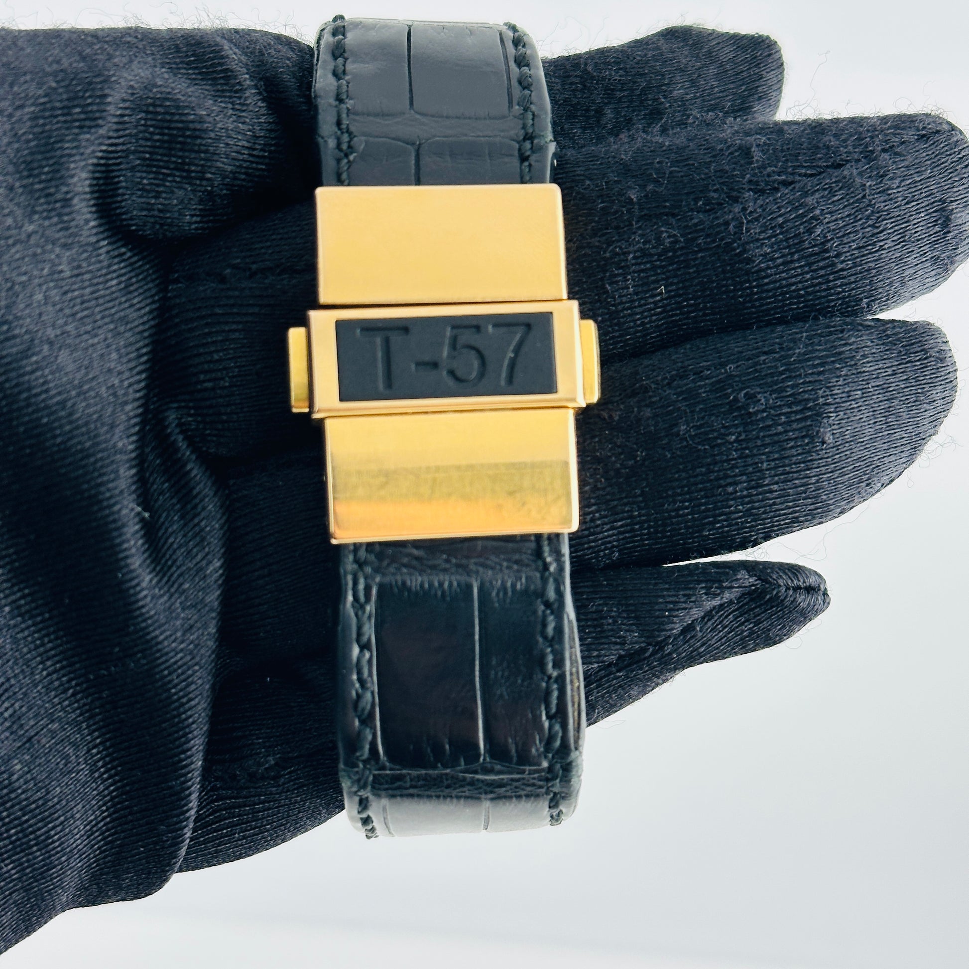 Tiffany & Co. Tri-Retrograde Black / Rose Dial on Leather Band Ref. T-57 — view 4