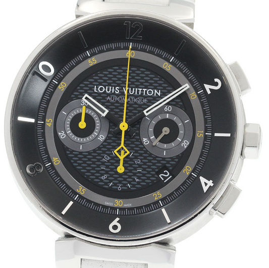 Louis Vuitton Tambour Moon Dark Gray Dial on Black Rubber Band Ref. Q8D40