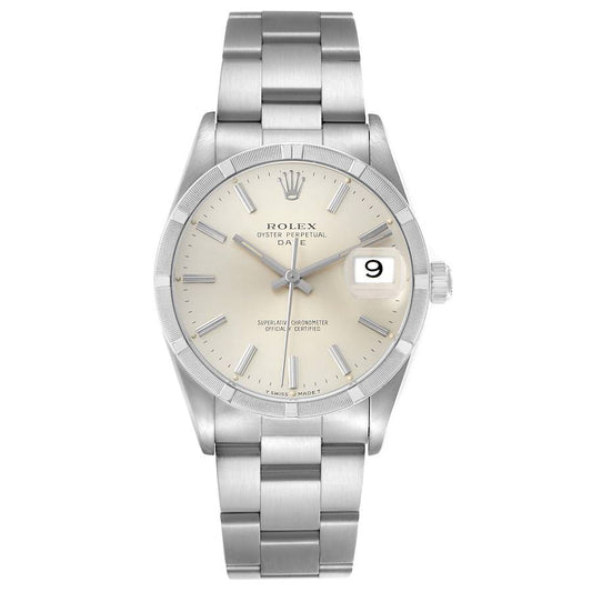 Rolex Oyster Perpetual Date Silver Stick Dial on Oyster Ref. 15210 1990