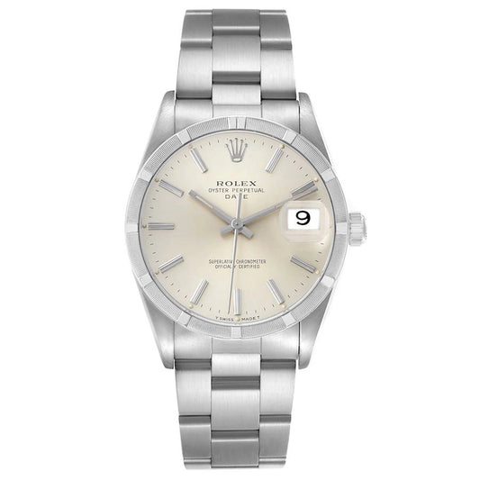 Rolex Oyster Perpetual Date Silver Stick Dial on Oyster Ref 15210