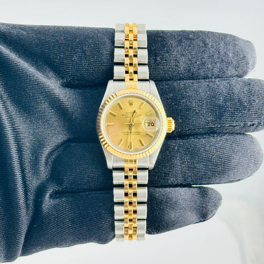 Rolex Datejust Lady Champagne Stick Dial on D Link Jubilee Ref. 69173 Papers 1996 — view 2